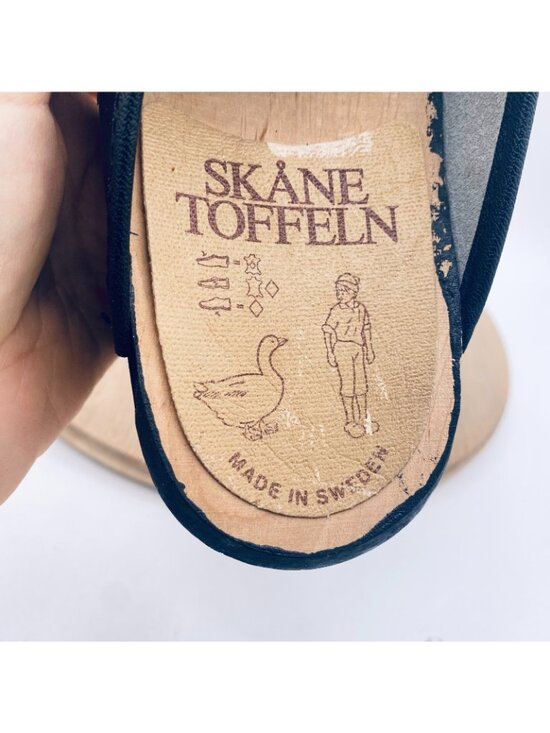 Sakne Toffeln Swedish Wooden Clogs Mens 11 44 Black Leather Comfort Mules main image 11
